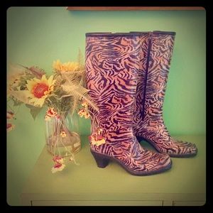 Bristol waterproof rain boots leopard print